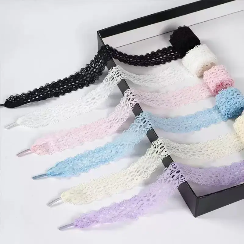 8 Farben, 2,9 cm Breite, flach, weich, ausgefallene Spitze für Turnschuhe, Schnürsenkel, Trend, Schönheit, Rosa, Weiß, Freizeitschuhe, Schnürsenkel, Zubehör – Detail 1