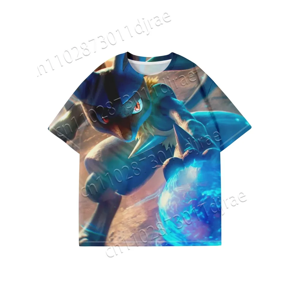 

New Summer Pokémon Lucario T-shirt 3D Printing Pattern T-shirt Comfortable and Fast Drying Adult Children Same T-shirt