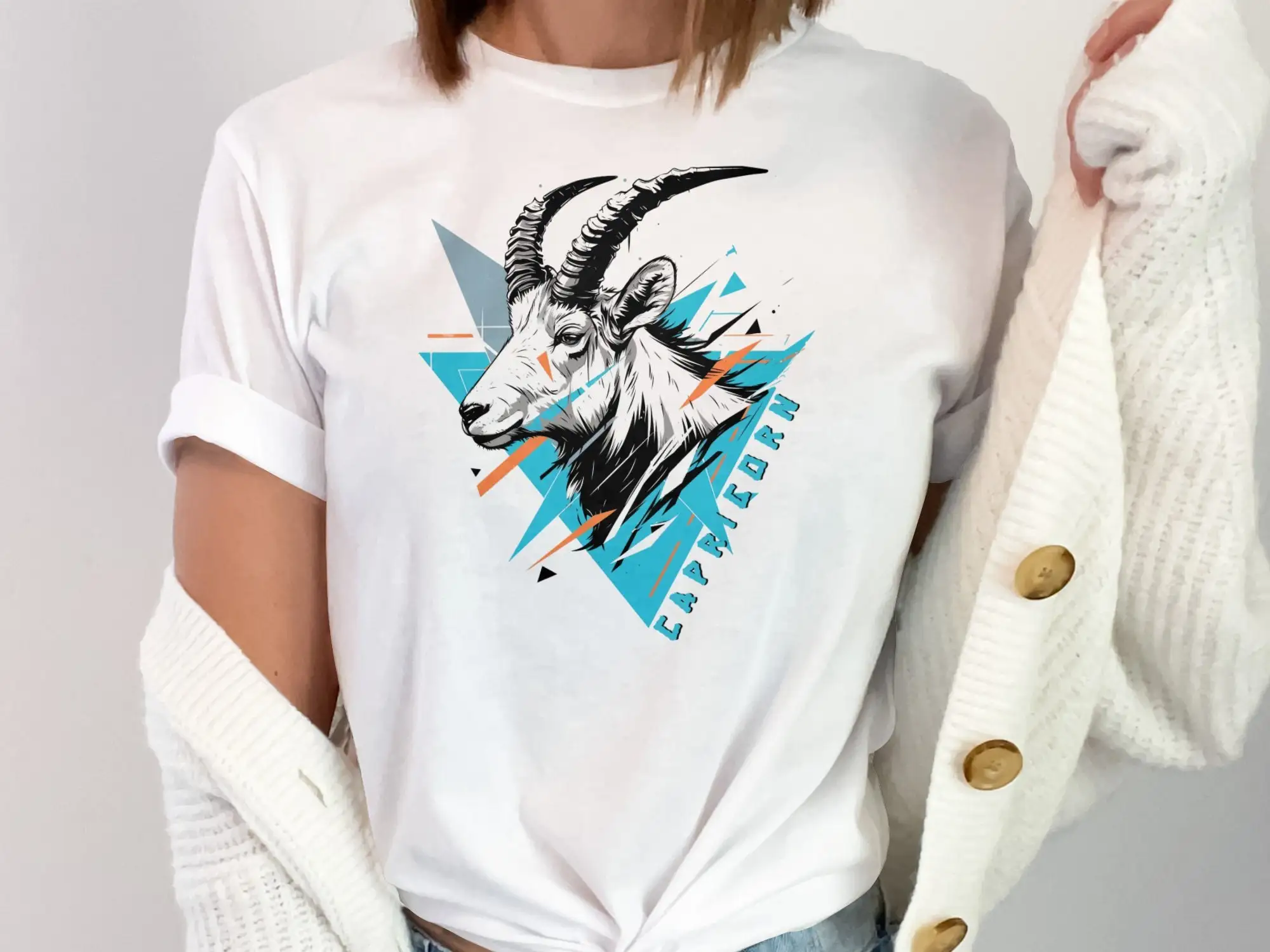 Stylish Capricorn Goat Art T Shirt Unique Zodiac For Astrology Lovers Trendy Illustrated