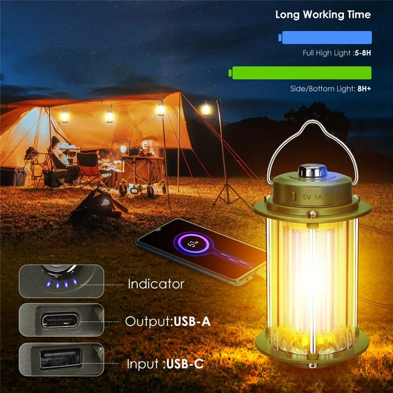 BTLIFE-Torcia portatile portatile a LED da campeggio Sorgente luminosa a 3 colori Lanterna impermeabile esterna ricaricabile tramite USB