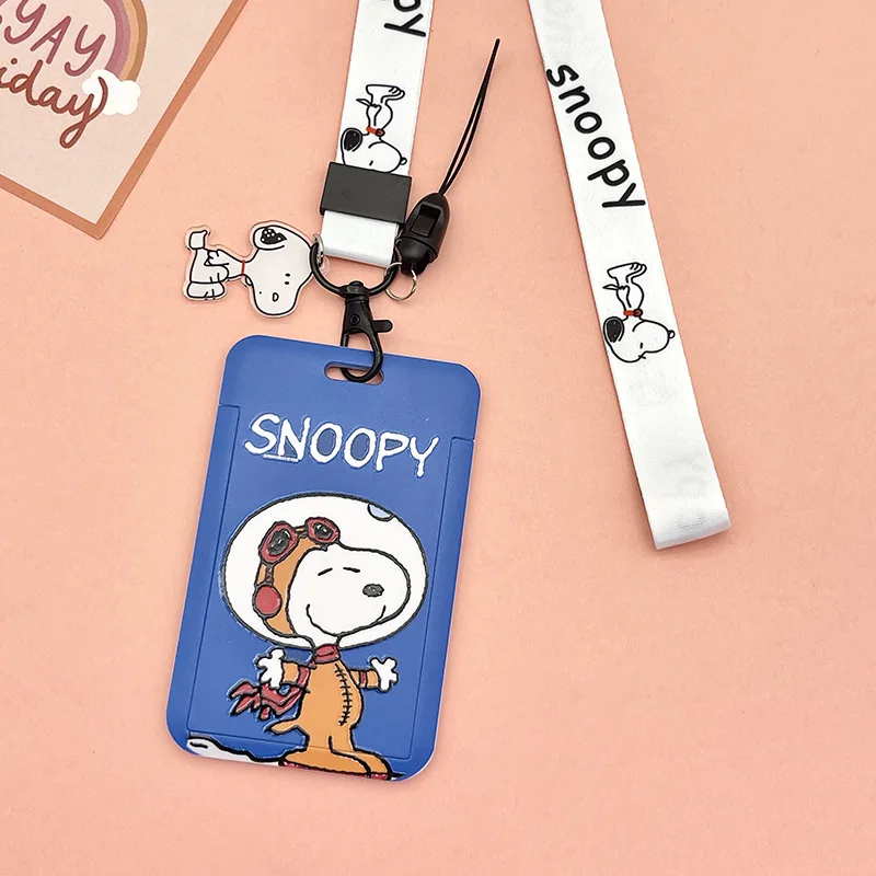 Cartoon Miniso Snoopy Card Holder Coin Purse Id Student Meal Card Bus Subway Access Control Charlie Lucy with Lanyard Gift