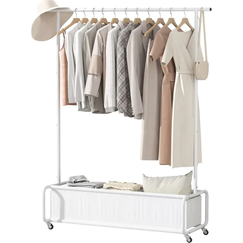 

Clothes Rack With Large Storage Bag, Clothes Organizer Stand on Wheels, Garment Rack, Rolling Clothes Storage Cart, Coat Rack