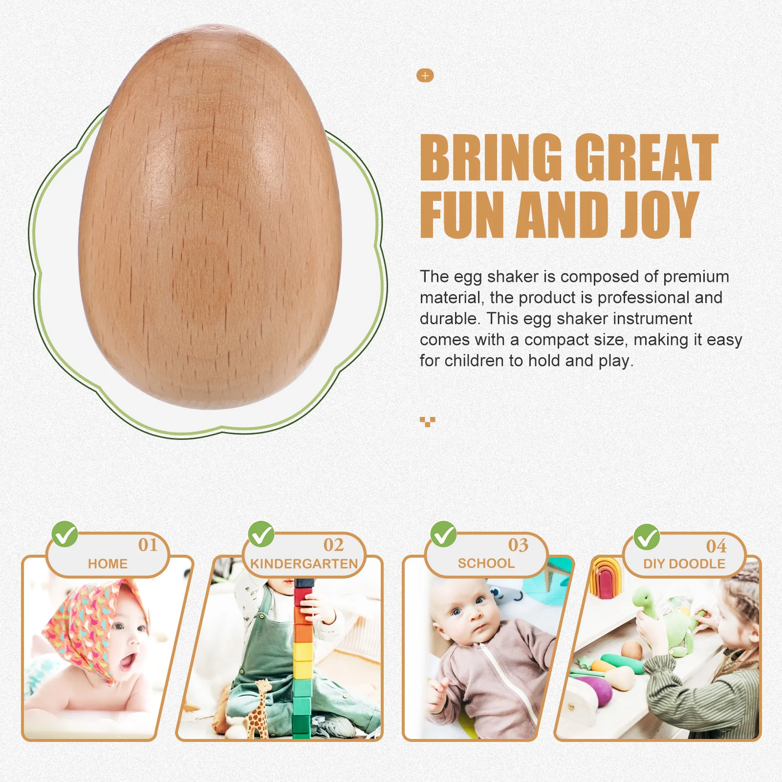 

1Set Wooden Egg Shakers Musical Rhythm Sticks Professional Percussion Instruments for Kids Preschool School Home Interaction