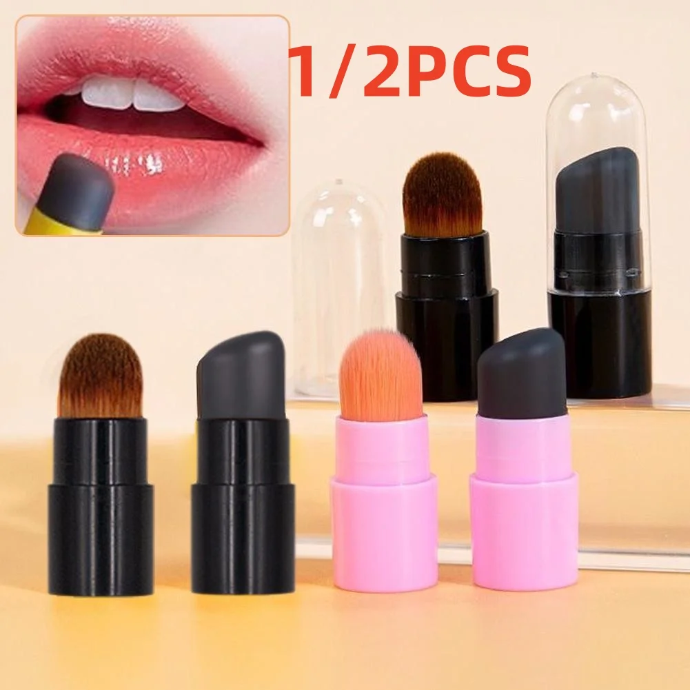 1/2PCS Mini silicone lip brush Angled Concealer Makeup Brush Tool Portable Round Head Lipstick Brush Concealer Brush