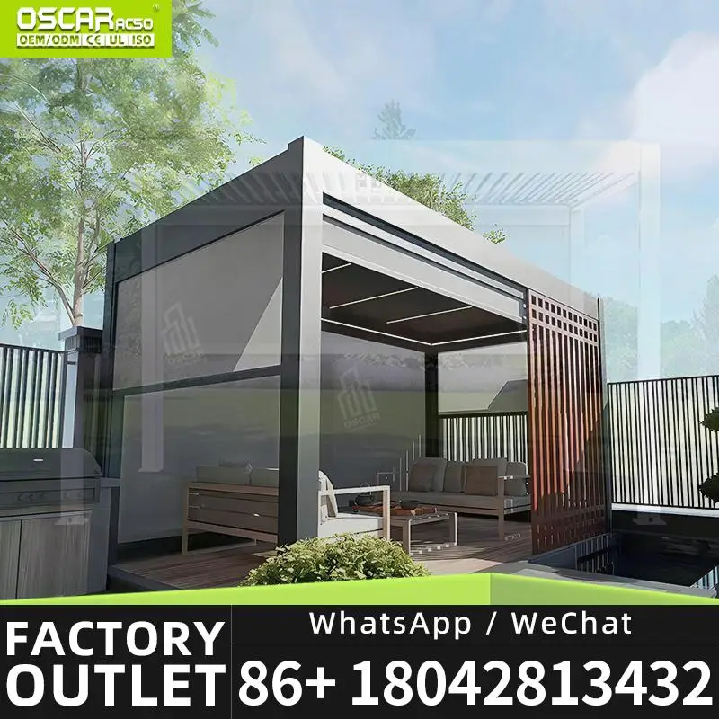 

12X16 10X13 Aluminum Alloy Louver Roof with Fence for Existing Structure Rot Proof Customizable Size Sun Shading Outdoor Patio G