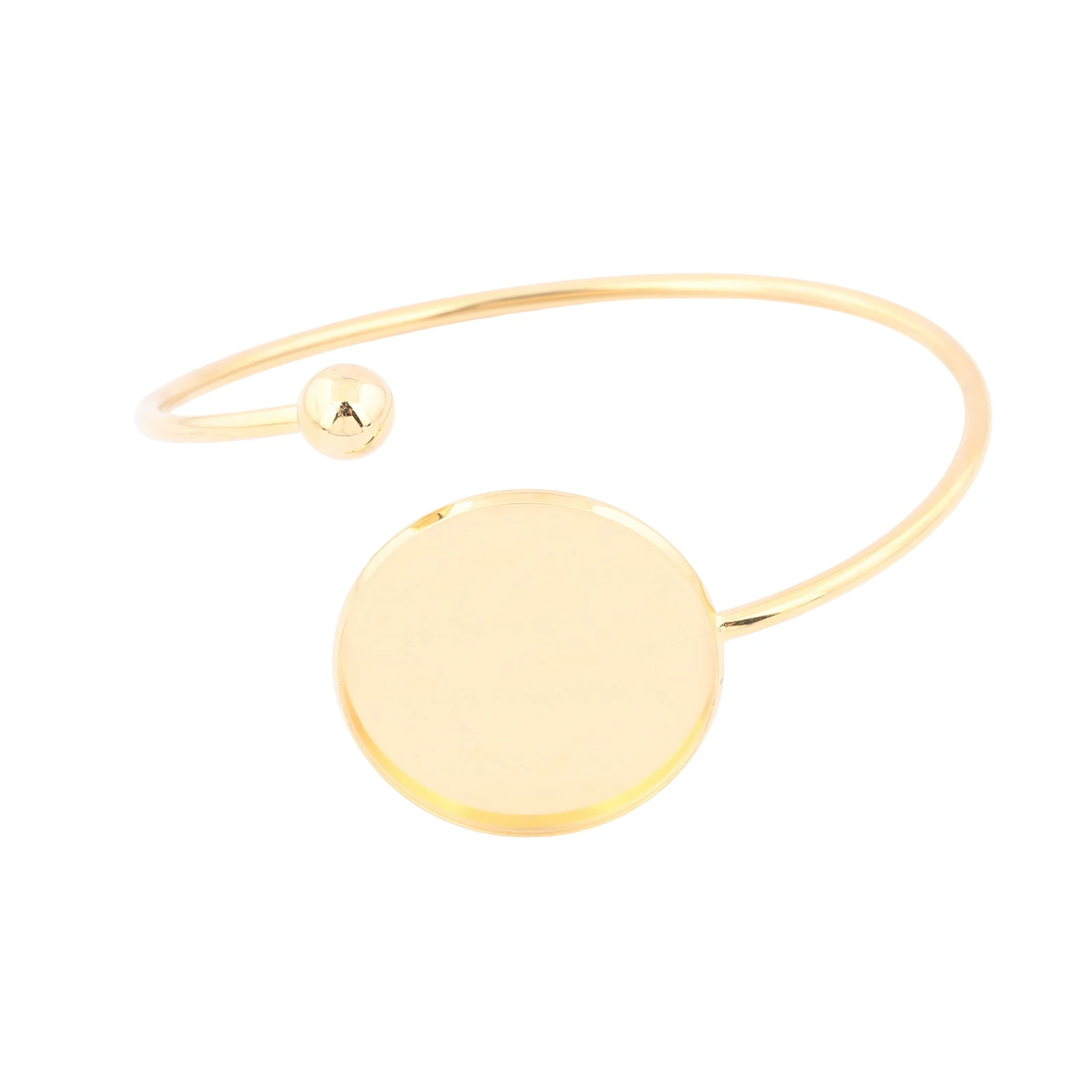 2pcs Fit 30mm Cabochon Bangle Bezel Settings Stainless Steel Gold Plated Cuff Bracelets Base Blanks For Jewelry Making view 3
