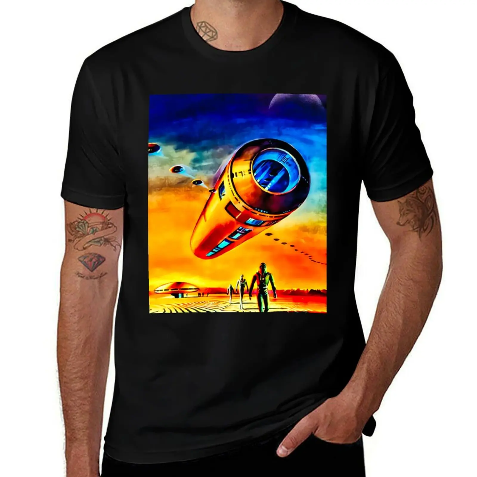 Equator - Vintage Sci-Fi Art T-Shirt vintage graphic tee oversized t shirt customizeds men clothing