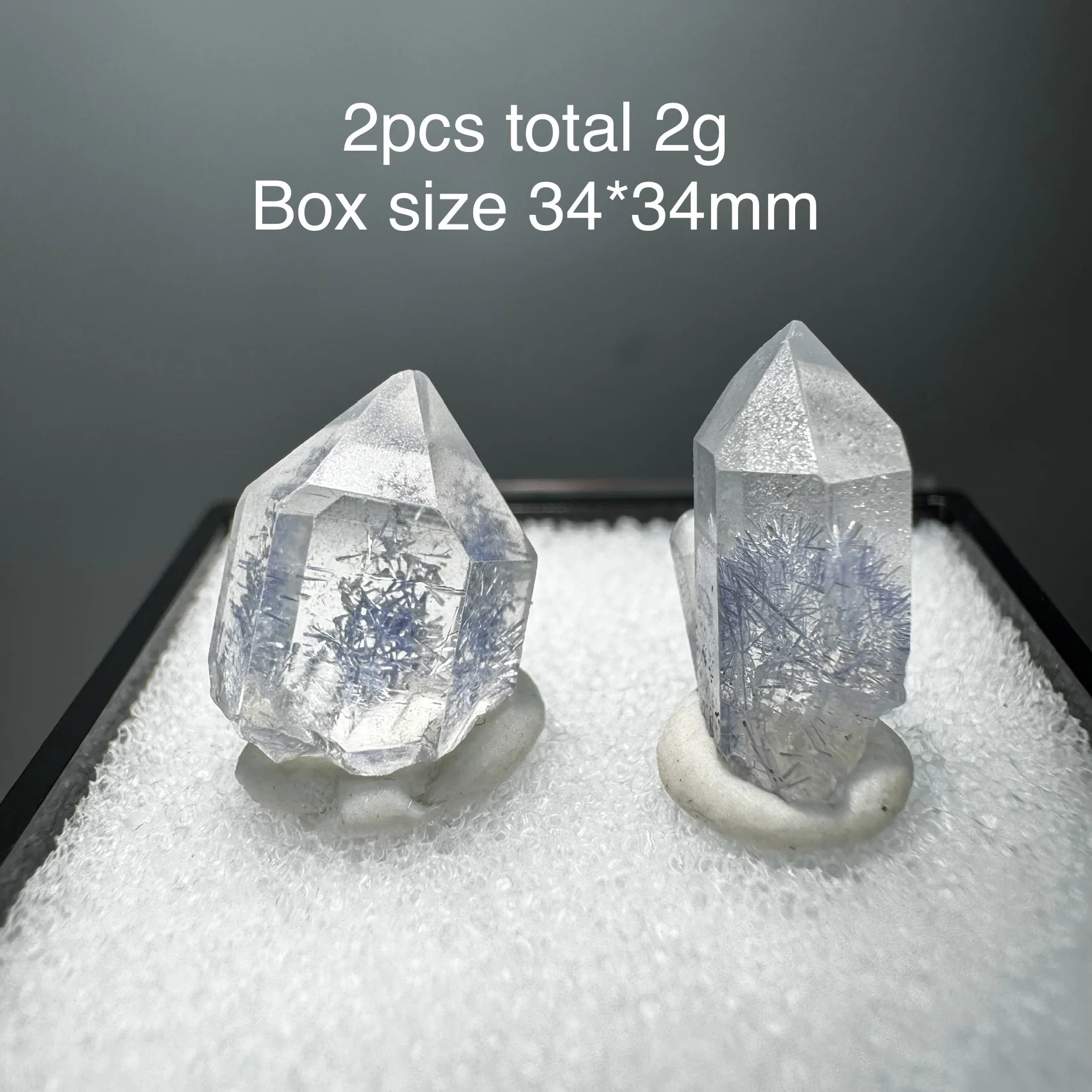 Small Size Natural Brazil Dumortierite Blue Hair-Like Clear Quartz Mineral Specimen Healing Stone