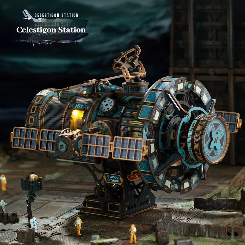 

Стимпанк Celestigon Station 3d деревянные кукольные домики головоломка модель строительные наборы космическая станция шедевр ручной работы сборная игрушка