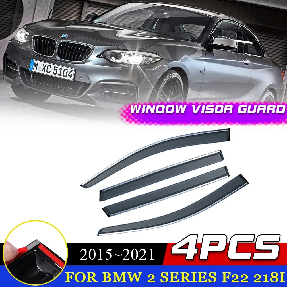 Car Window Visor for BMW 2 Series F22 218i 2015~2021 Sun Rain Guard Deflector Side Vent Smoke Awning Shelter Exterior Accessorie