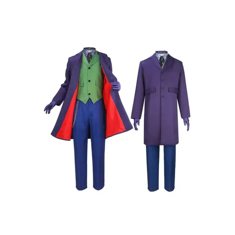 Dark Cos Joker Knight Cosplay Costume for Boys, Coat, Pants, Vest, Fantasy Outfits, Halloween Carnival Party, Role-Playing Costu
