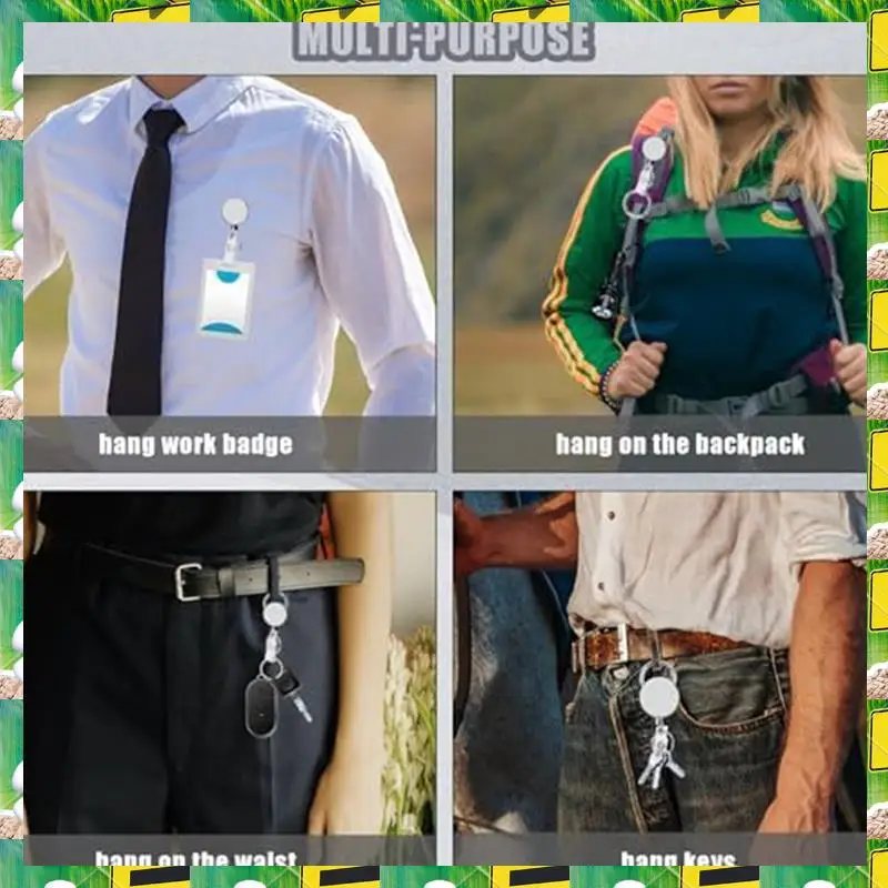 2Pcs Retractable Pen Holder, Badge Reel Pen Clip Keychain With Belt Clip And Key Ring For Nurses Teachers Waitresses Durable