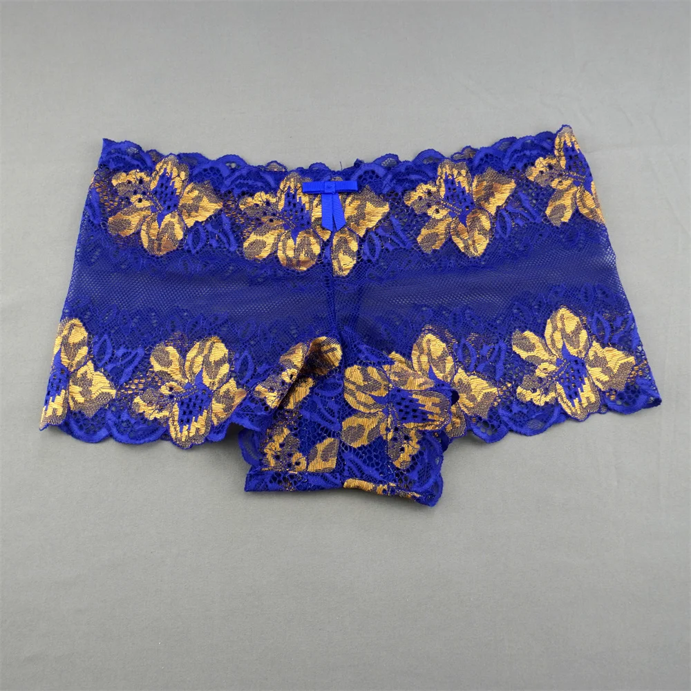 Nové 2023 Průhledné spodní prádlo Dámské sexy krajkové kalhotky Dámské bikiny Bottom Boyshorts Duté dámské květinové boxerky M-XXL - náhled 2