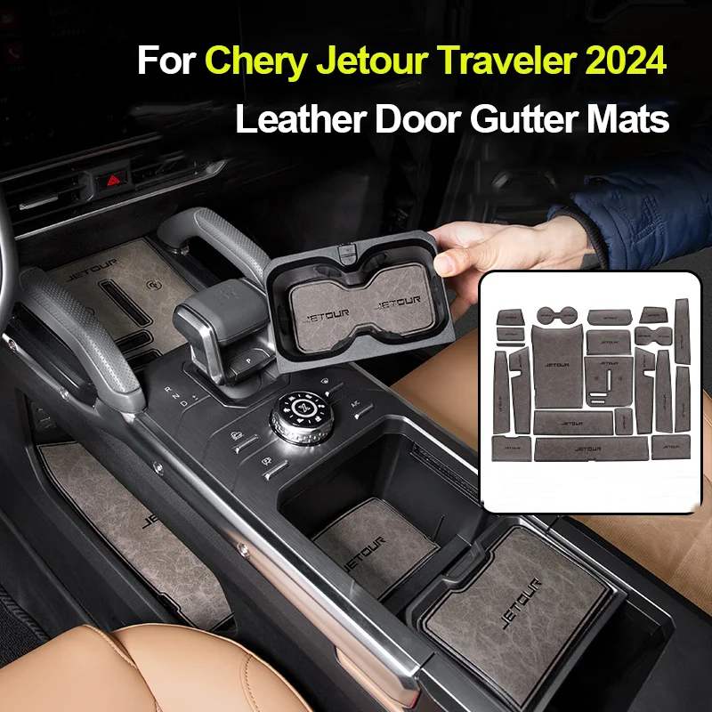 

for Chery Jetour Traveler T2 2024 Car Anti-Slip Gate Slot Cup Mat Door Groove Non-slip Pads Interior Accessories Coaster Mats