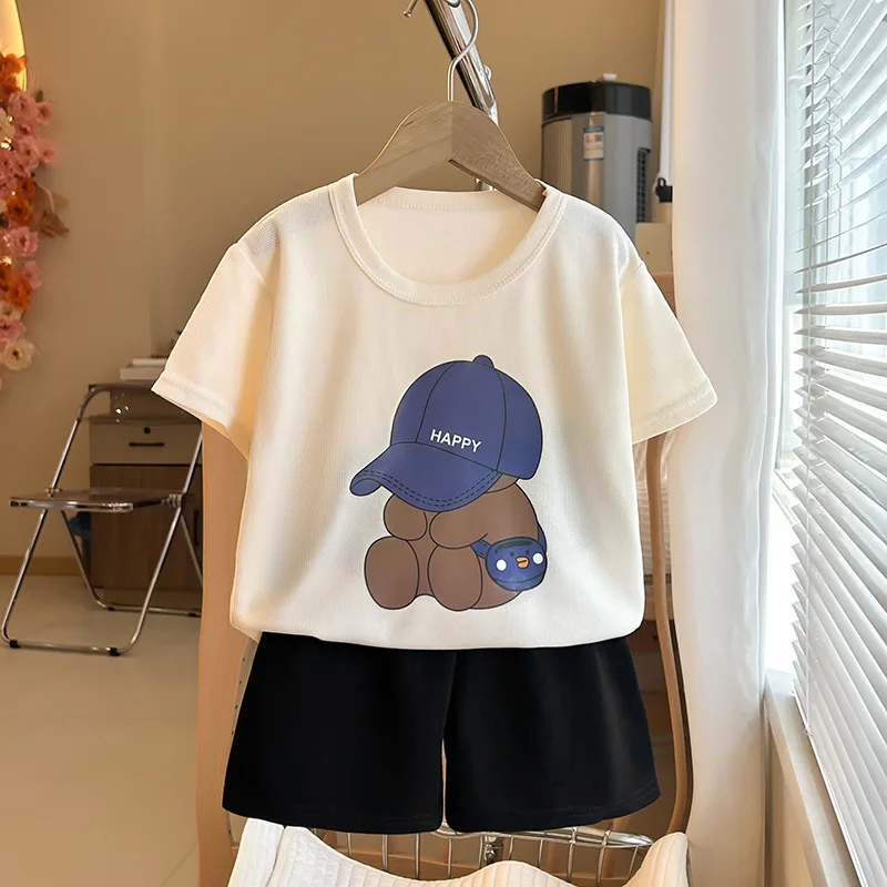 

Children's Cotton Clothing Short-Sleeved Baby Boy Clothes Suit Summer Kids Casual Bear Print T-Shirt+Shorts Infant Sport Outfit