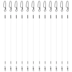 12Pcs Fishing Wire Leaders Fluorocarbon line Carp Fishing Tackle Rig Artificial bait hooks Fishing line Leader connector 20-50LB