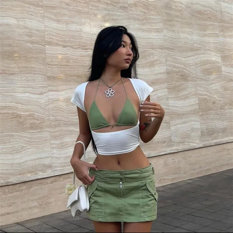 

Women‘s Backless T-Shirt, Slim-fit Tees, Casual Style 2025, High Street Short Sleeve Woman Summer Top