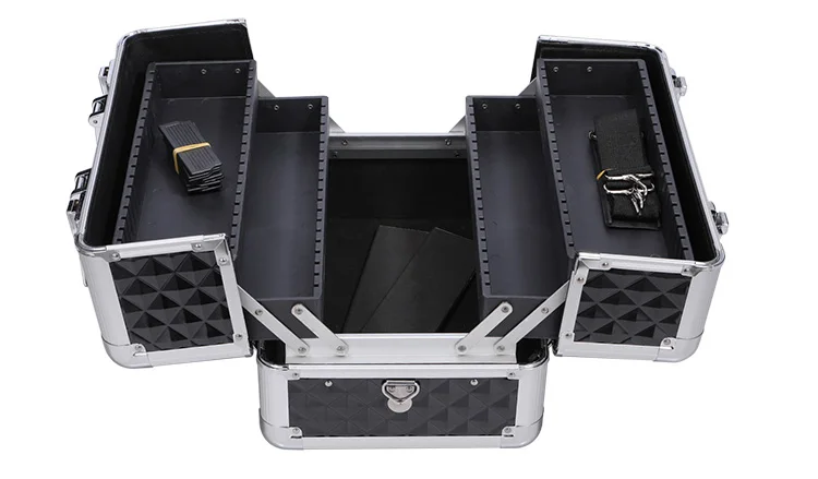 Double opening multi-layer folding multifunctional aluminum alloy toolbox, household hardware, woodworking storage box