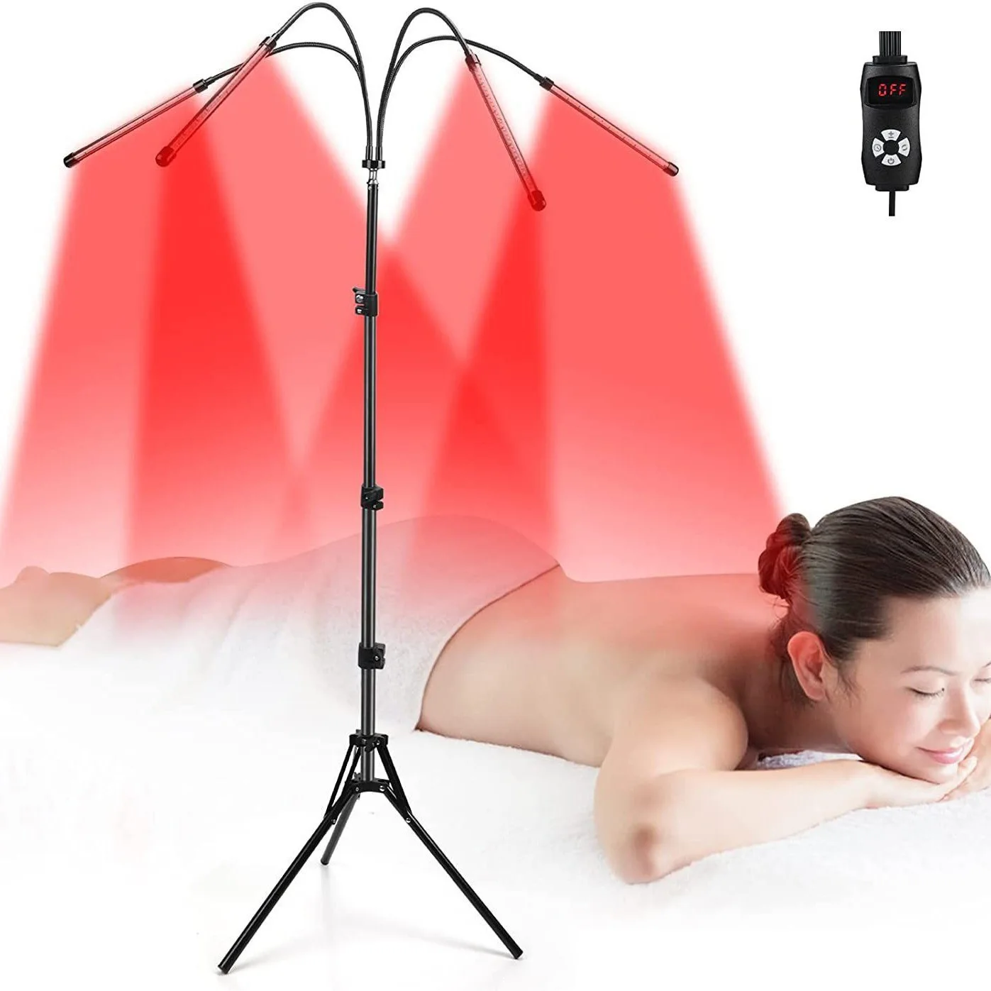

Red Light Beauty Lamp Household Use 4-Piece Floor Standing Tripod Floor Standing Telescopic Large Row Lamp LED Red Light Lamp