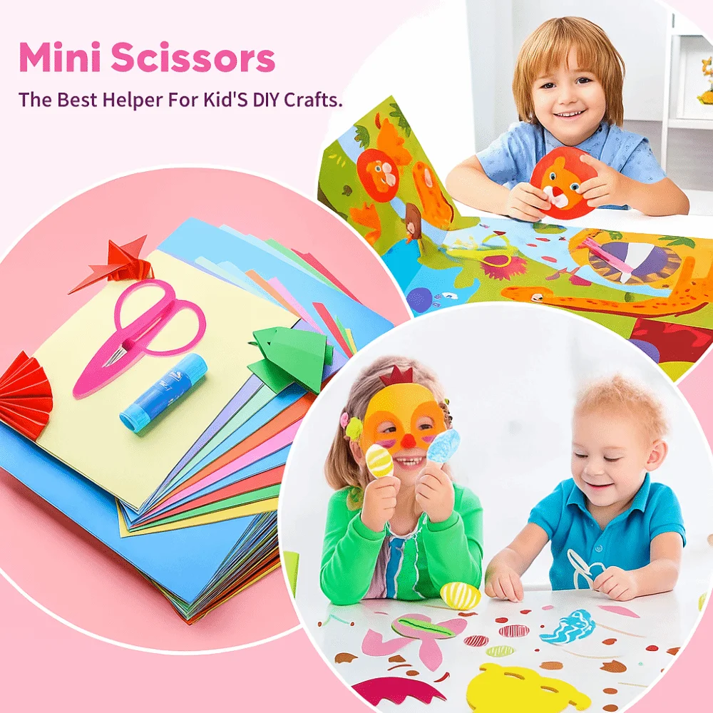 Mini Small Sharp Scissors with Cover Stainless Steel Craft Scissors Silicone Soft Handle Portable Cut Paper Tool Travel Crafts