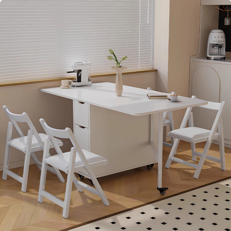 Mesa de jantar à prova d'água para apartamento, design nórdico branco, família, mesa de jantar multifuncional dobrável, móveis Tavoli Da Pranzo