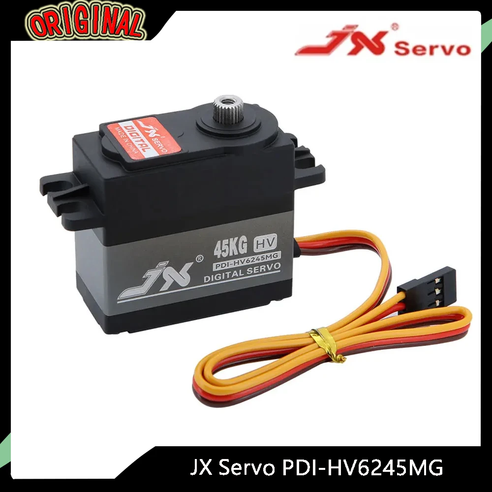 

JX Servo PDI-HV6245MG 45 кг Водонепроницаемый цифровой сервопривод с высоким крутящим моментом, металлическая шестерня 6-8,4 В HV для радиоуправляемого гусеничного автомобиля, лодки, вертолета