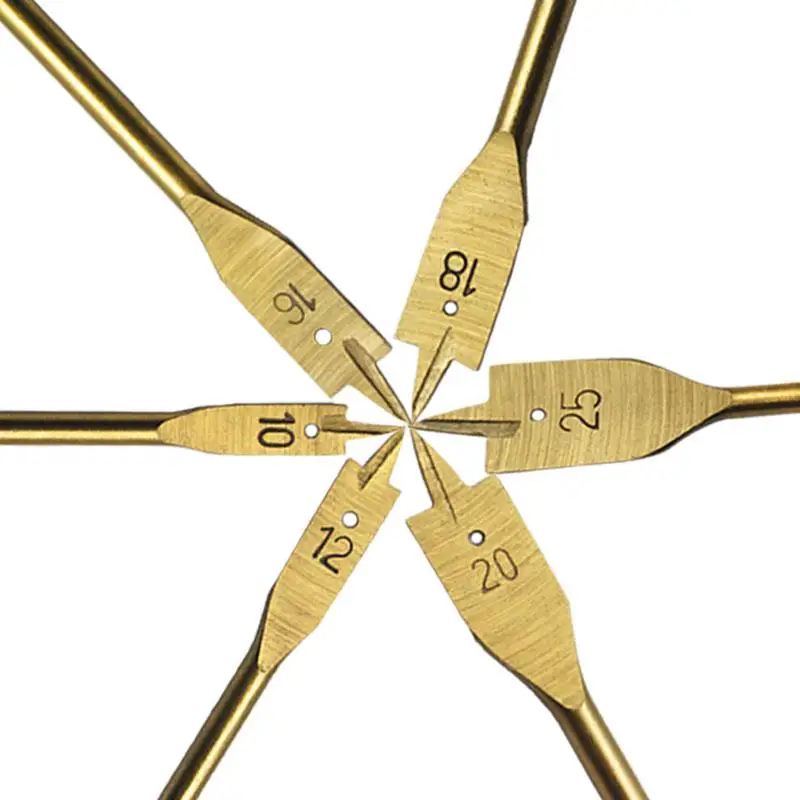 6PCS Titanium Coating Hex Shank Spade Bits Set Flat Boring Bit Wood Drill Bit Power Tools