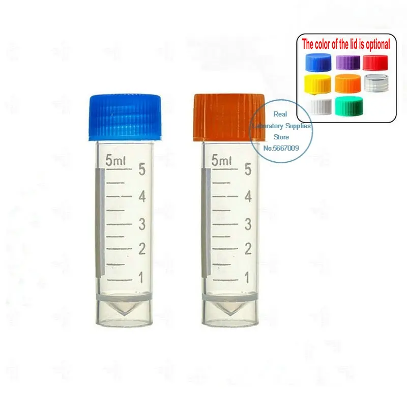 ロットあたり-200-個-5ml-プラスチック製クライオバイアル-冷凍バイアル-カラーキャップ付き-学校実験用品
