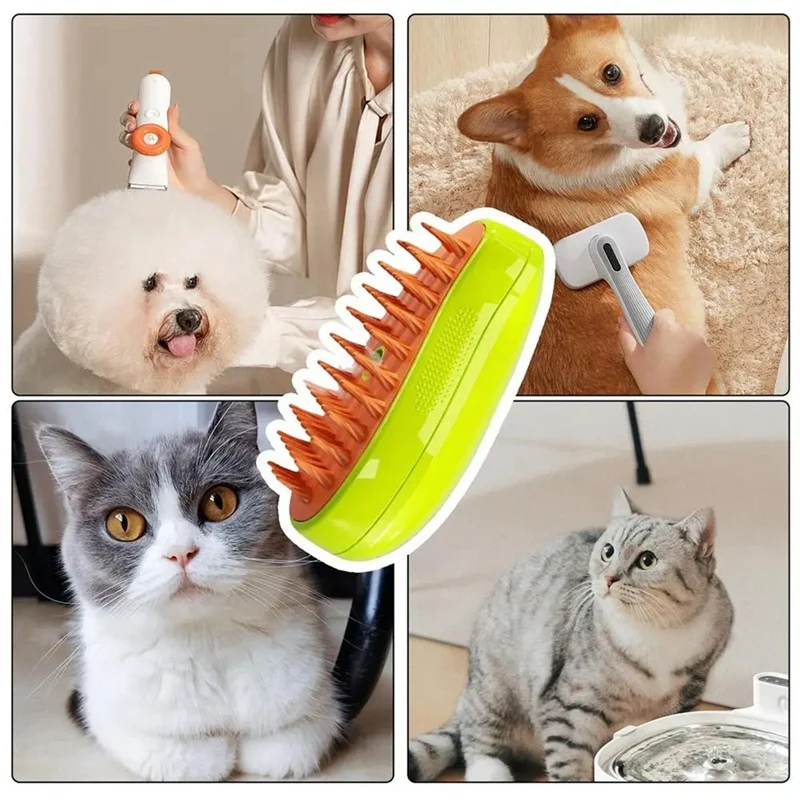 3PCS Pet Grooming Brush Hair Remover Hot Steam Technology Rechargeable Shedding Brush For Cats Rabbits Pet Grooming