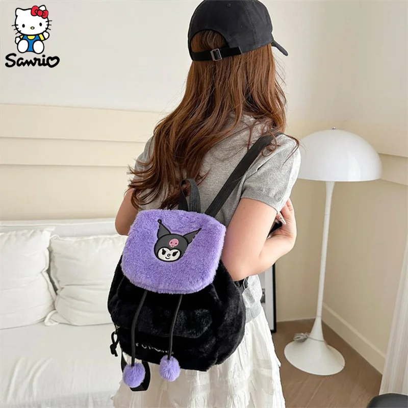 Kawaii Sanrio Plush Backpack Kuromi Hello Kitty Plushie School Bag Melody Shoulder Bag Kindergarten Backpack Birthday Gifts Toys