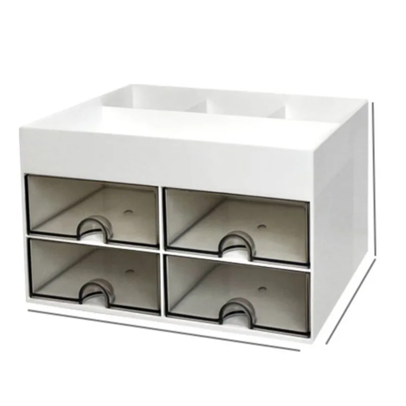 Desktop Transparent Cosmetics Storage Box Desktop Organizer with Drawers Pen Holder Stationary Storage Rack for Office Desks