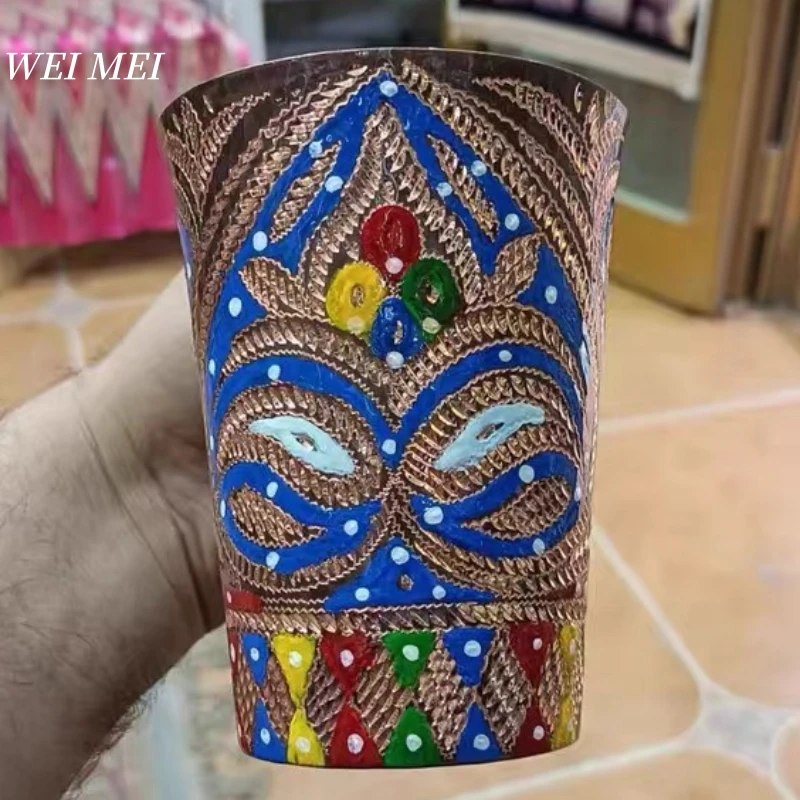 

Handcrafted Pattern Random Vintage Copper Coffee Mug,450 ml Breakfast Cup,Painting Sketch Unique Art Texture Gift Mug Tableware