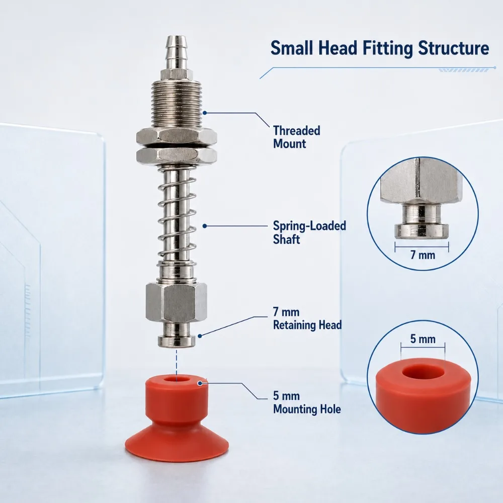 Pneumatischer Saugnapf kleiner Kopf Sauger roter Silikon kautschuk 5mm Montage loch für Spritz gieß maschinen manipulator teile – Detail 3