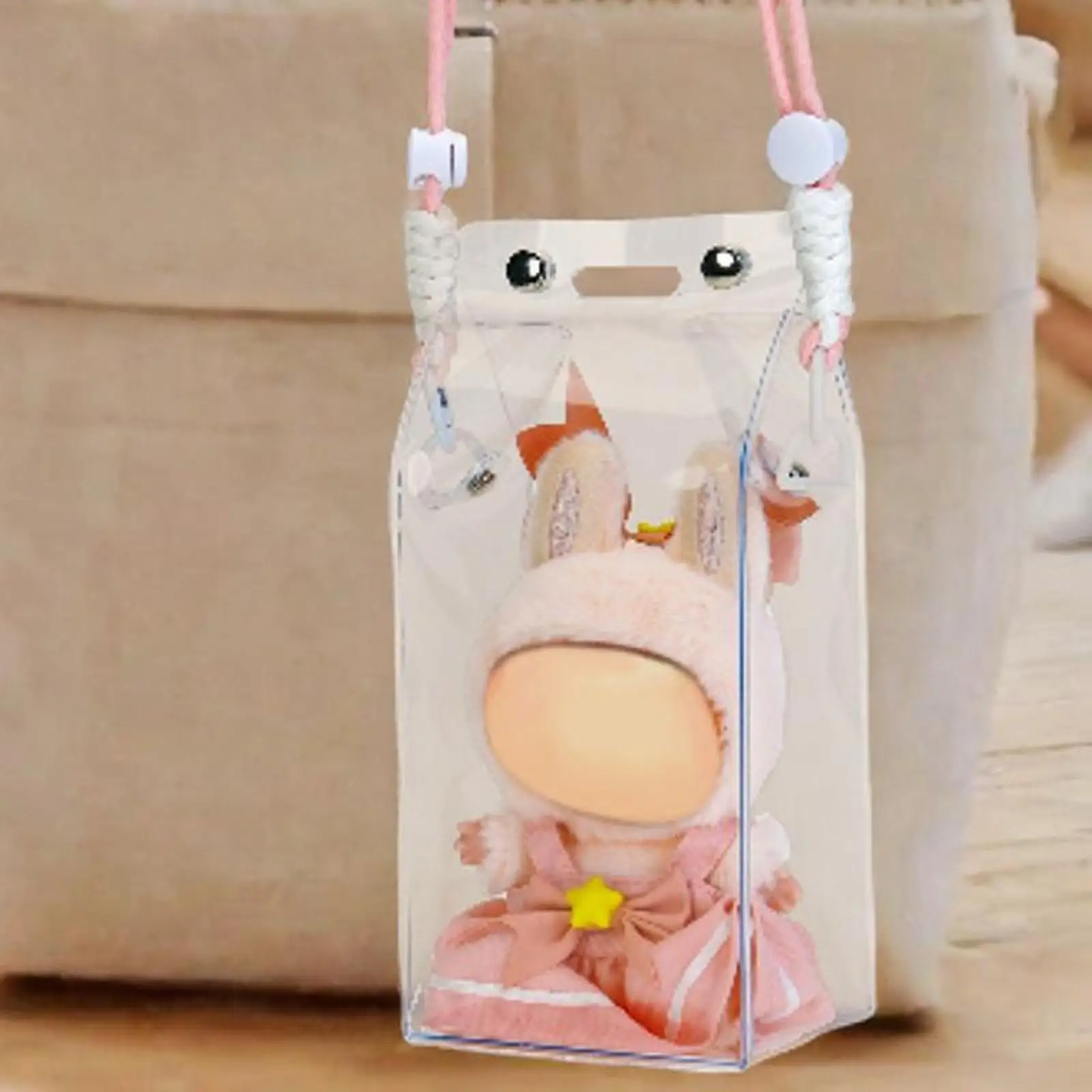 

Doll Display Bag Tiny Clear PVC Portable Carrying Case Doll Pouch for Plush Toy Mini Figure Collectibles Figures Collectibles