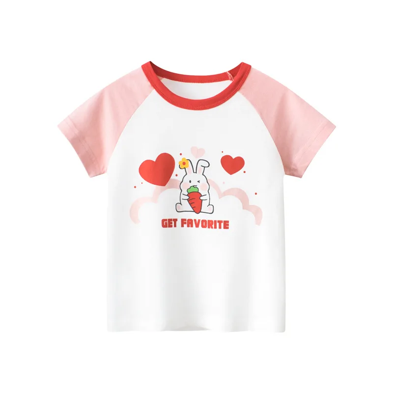 

Girls Short-sleeved T-shirt 2025 Summer Children's Tops Cartoon Rabbit Baby Clothes Children's Clothing Wholesale