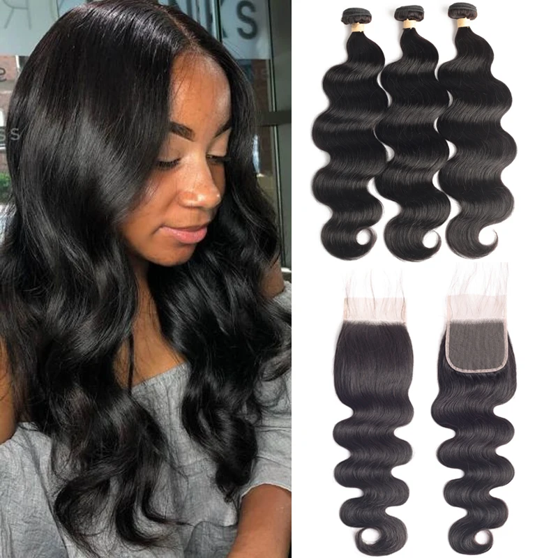 Sapphire Body Wave Bundles With Closure Brazilian Hair Weave Bundles With Closure Human Hair Bundles With Closure Hair Extension