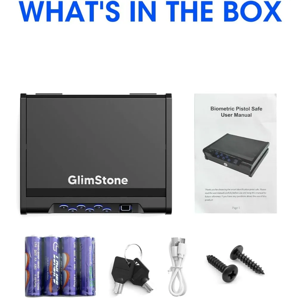 Waffentresor, biometrischer Waffentresor für Pistolen, Easy Edition, 3-Wege-Schnellzugriff mit Fingerabdruck/Digitaltastatur/Schlüssel, Smart Pistole S