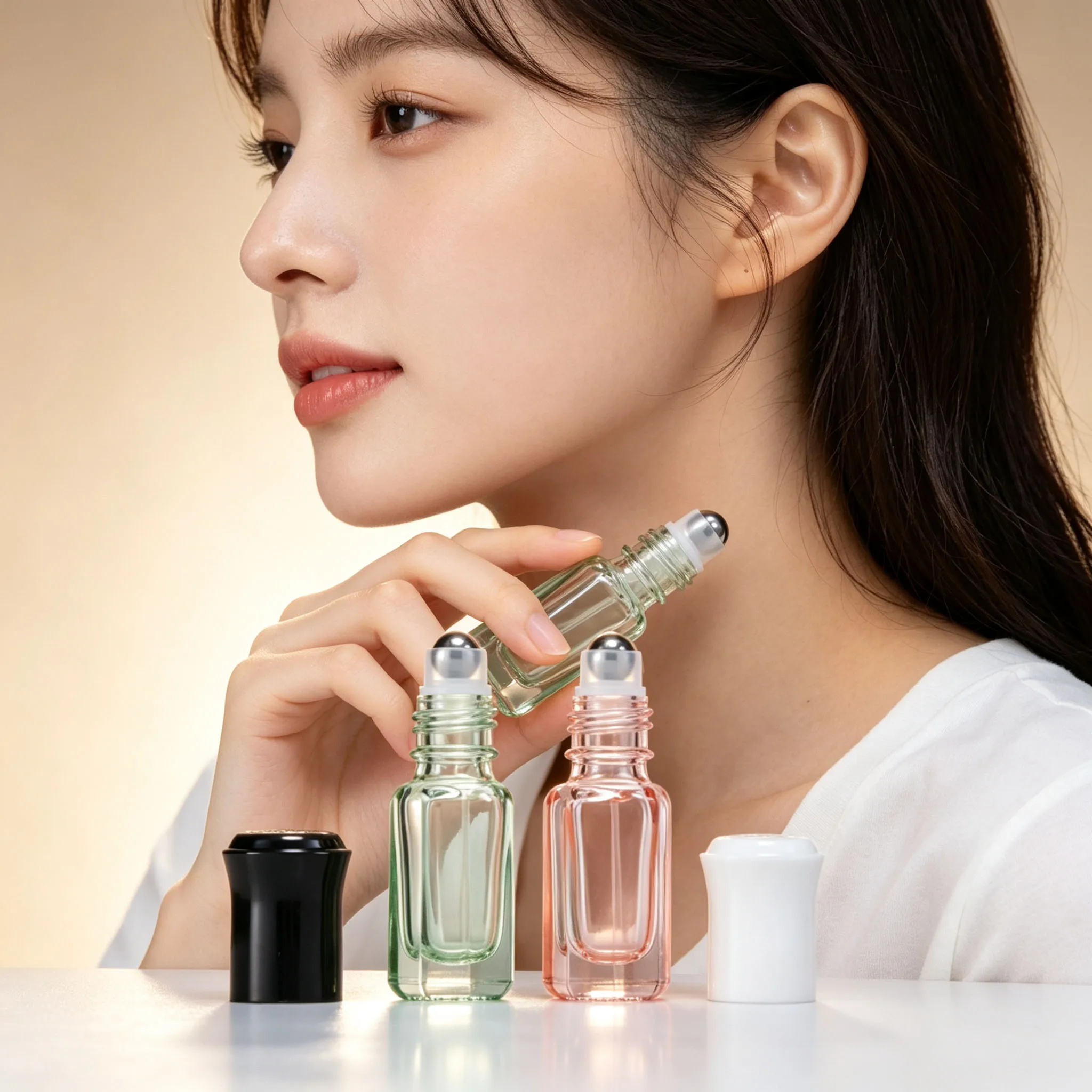 8pcs Mixcolor 3/6ML Mini Glass Roll Ball Bottles Refillable Portable Perfume Essential Oil Roller Container