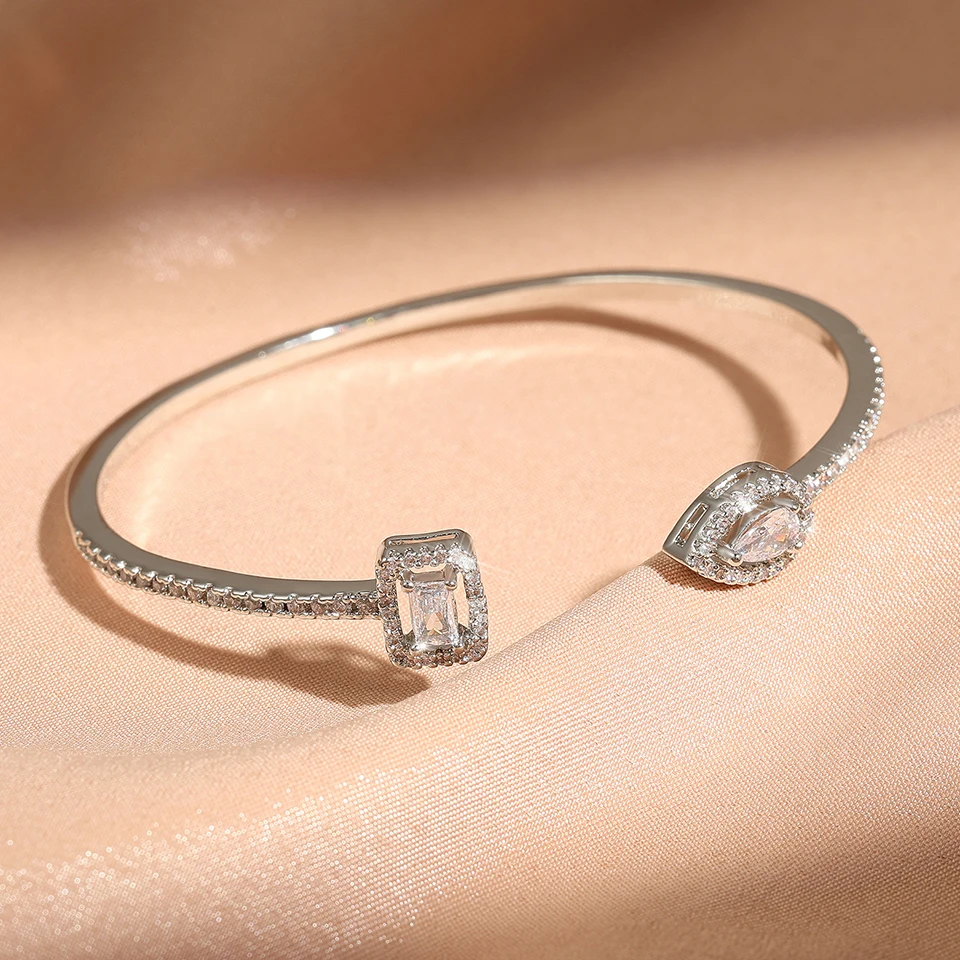 3pcs AAA Cubic Zirconia Adjustable Open Bangle Bracelets