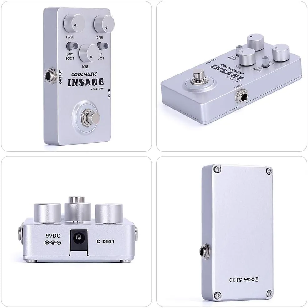 COOLMUSIC C-DI01 Analog Insane Distortion Guitar Bass Distortion Pedal