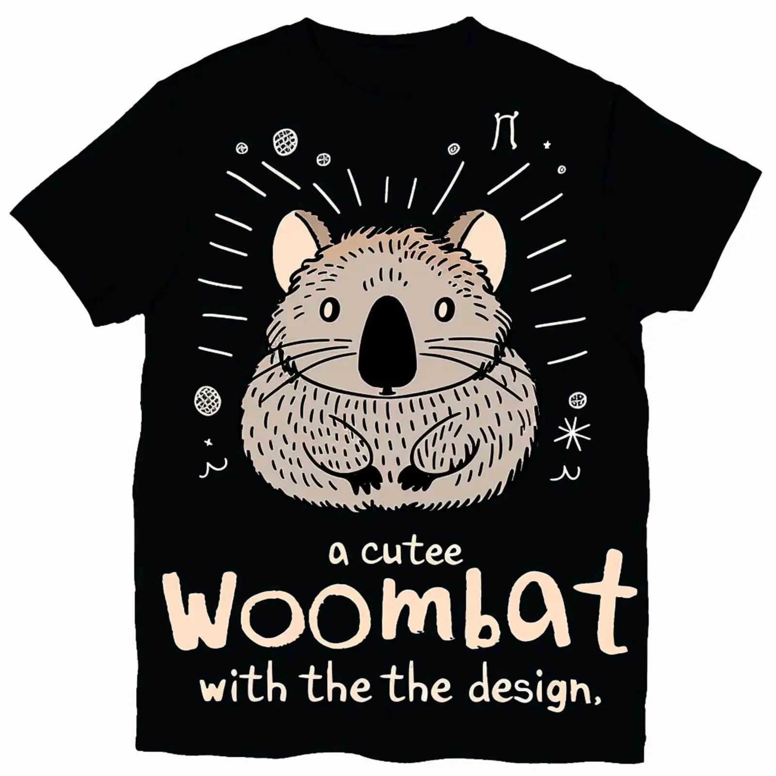 Wumbat Spirit Animal Black TShirt with this Adorable Wombat Design