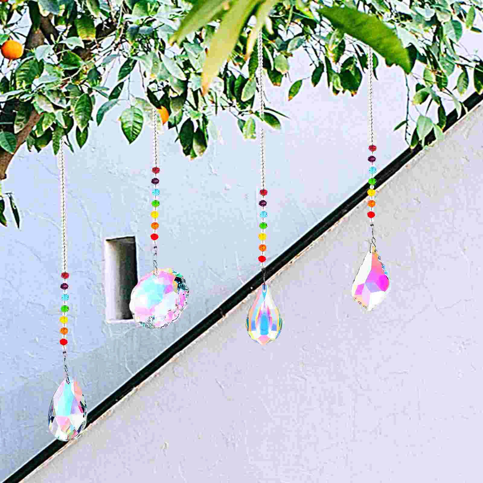 4 Pcs Ceiling Fan Crystal Ball Car Accesories House Decorations for Home Outdoor Chandelier Hanging Ornament Garden Prism Miss