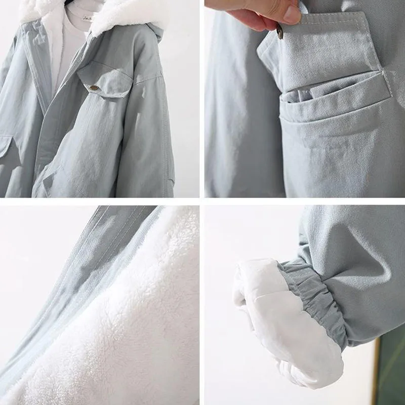 2023 neue für Frau Casual Verdickte Warme Jacke Weibliche Biyaby Übergroßen Baumwolle Mit Kapuze Mäntel Frauen Winter Kawaii Lose Parkas