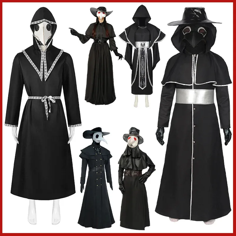 

lili 123Medieval Robe Plague Doctor Cosplay Costume Bird Crow Long Mouth Mask Suit Monk Steampunk Priest Wizard Halloween Party