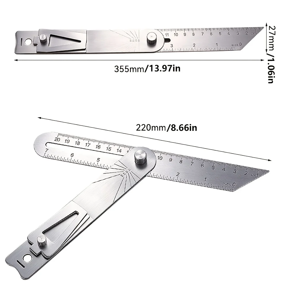 1Pc Woodworking Scriber Ruler High Accuracy T-Shape Multi-Angle Scribing Tool Metal Movable Angle Ruler Dovetail Gauge