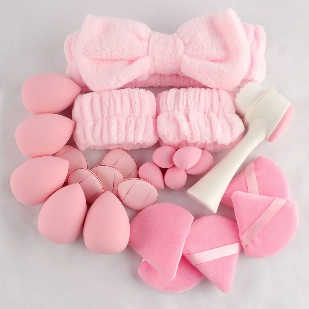 24Pcs/Set Hypoallergenic Vegan Makeup Kit Non-slip Hairband Girls Beauty Tool Makeup Sponge Face Wash Headband Travel Makeup