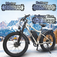 Electric Bicycle ORLMS-MX500 2000W Motor 52V25AH Lithium Battery Adult Riding Electric Bike 26*4.0 inch Fat Tire Mountain E-bike