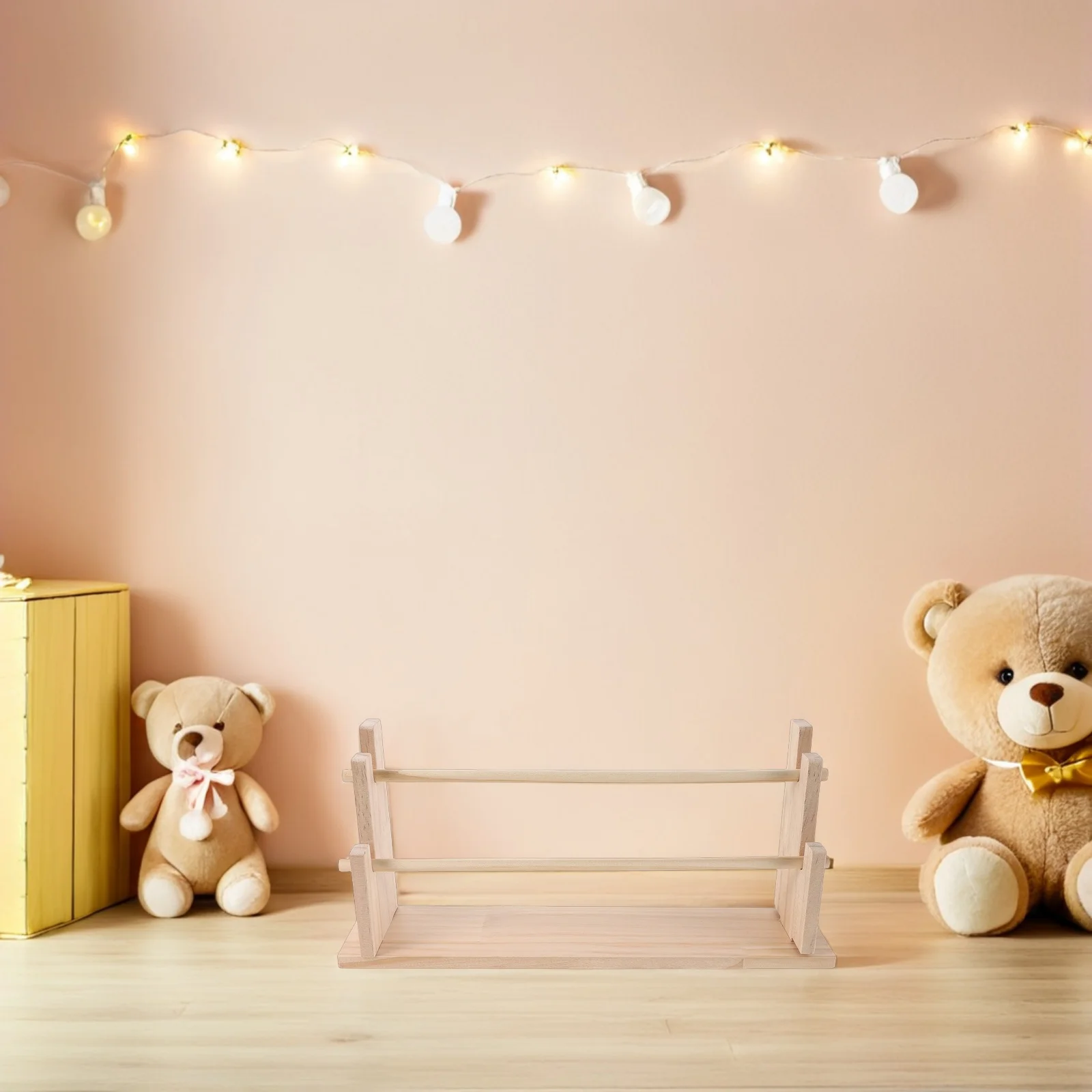 

Wooden Ribbon Organizer Rack with 2-Tier Design - Crafting Ribbon Storage Shelf Holder - Washi Tape Display Stand for Cake Shop