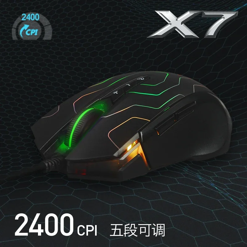 A4tech X7 X89 Gamer Mouse Wired Lightweight PAW3212 RGB Light 2400DPI Macros Office E-Sport CSOL Gaming Mouse For Laptop PC Gift