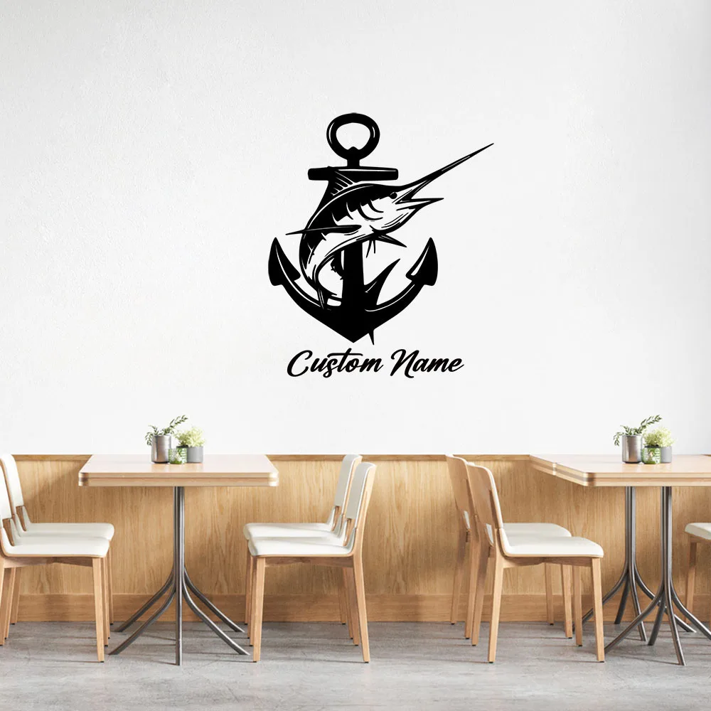 1PC Diy Swordfish Customized Name Decal Removable Vinyl Mural Poster Bedroom Decor Decal Creative Stickers